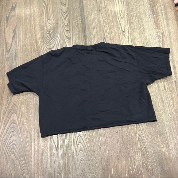 NSYNC Cropped Top Short Sleeve Crewneck Logo Print Pullover Cotton Black Size L - Picture 2 of 4